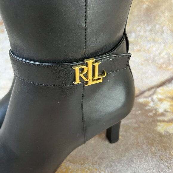 NWB Ralph Lauren Ardington Calfskin Leather Boots Size 6B Black - Picture 9 of 14